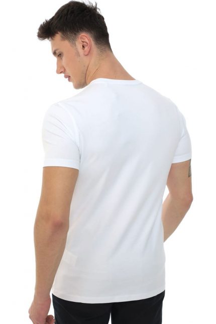 Beyaz Bisiklet Yaka Baskı Detaylı Erkek T-shirt